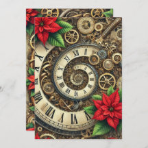 Tryckbara Steampunk Clockwork Spiral & Poinsettia