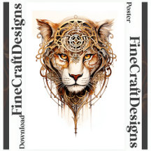 Tryckbara Steampunk Tiger Metallic Cogs Hjul 136