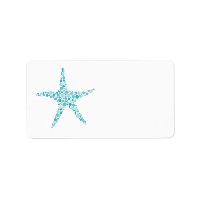 Tryckbara turkos Aqua Starfish-Adressetiketter Adressetikett (Framsidan)