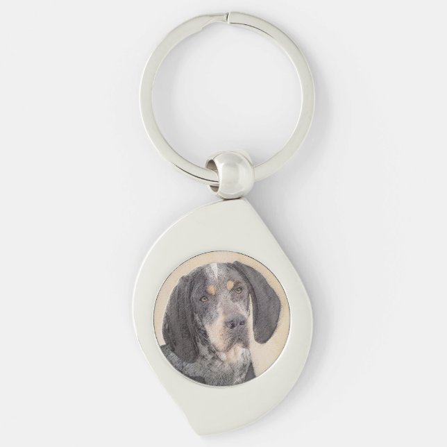 Tryckbarhetskontindelning - Cute Original Hund Ar Swirl Silverfärgad Nyckelring (Framsidan)