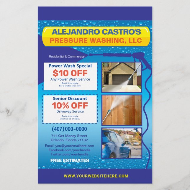 Tryckeffekt Tvättande mall för halvsidutfällare Flygblad (Framsidan)