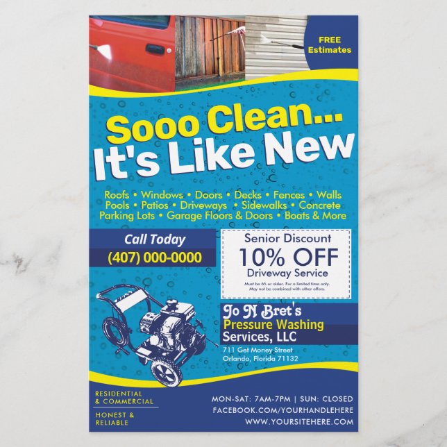 Tryckeffekt Tvättande mall för halvsidutfällare Flygblad (Framsidan)