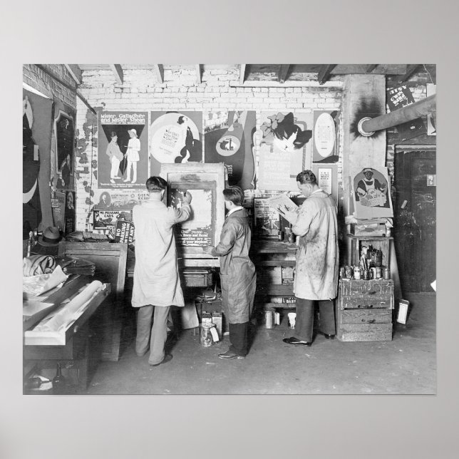 Tryckeri, 1921. Gammalt foto Poster (Framsidan)