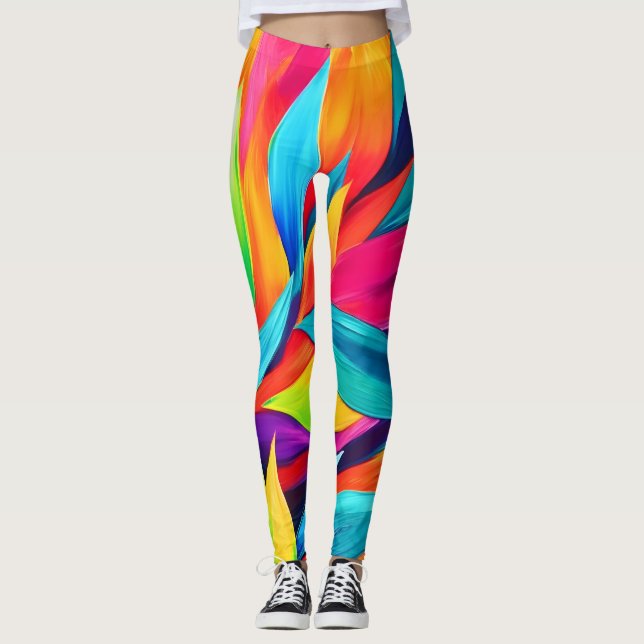 Tryckerimålning i Löv Leggings (Framsida)