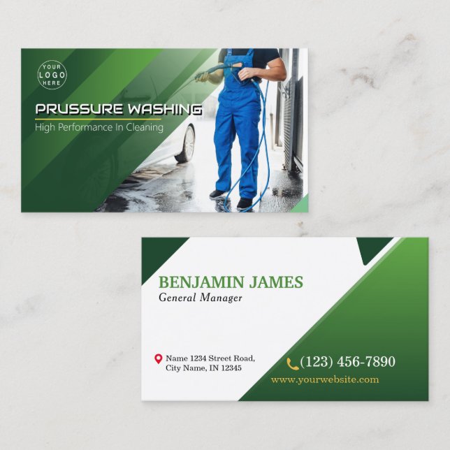 Trycket Tvättar  strömförbrukning Tvättar hus Städ Visitkort (Fram/baksida)