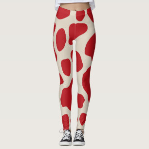 Tryckfärg på röda djur leggings