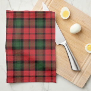 Tryckfärgad Klan Kerr Red Grönt Black Check Tartan Kökshandduk