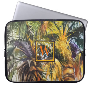 Tryckfärgning av Handflatan Träd med Monogram Laptop Fodral