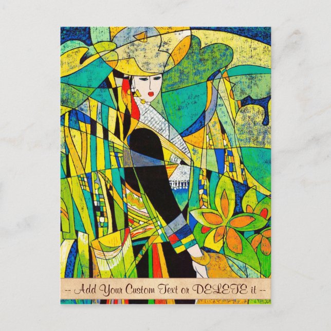 Tryckfärgning av konst med orientalisk abstrakt vykort (Framsida)