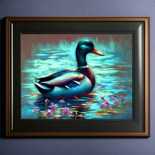 Tryckfärgning av pastel Teckning på Mallard Anka Poster (Skapare uppladdad)
