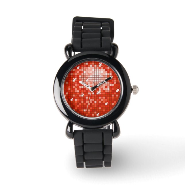 Tryckfärgruta för Disco Tiles Red Armbandsur (Framsida)