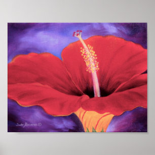 Tryckfärgsfärg för röda Hibiscus - Poster