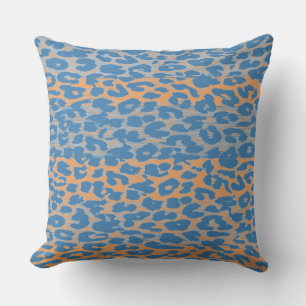 Tryckhud för Retro Blue Orange Leopard Kudde