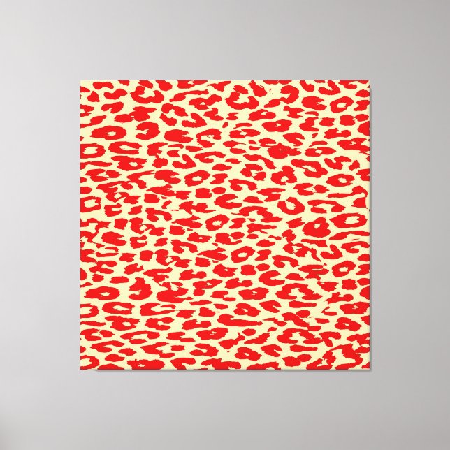Tryckhud från röda retro-djur av leopard canvastryck (Framsida)