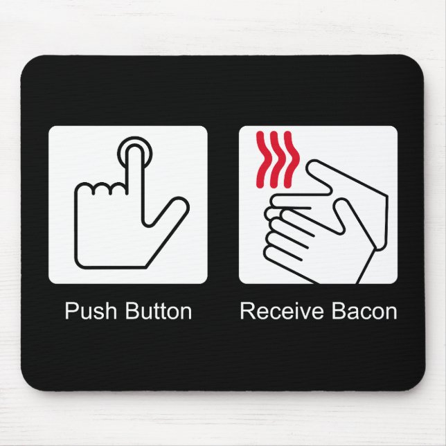 Tryckknappen mottar bacon - baconutmatare musmatta (Framsidan)