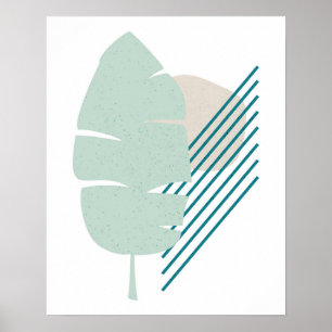 Tryckning av Abstrakt för Tropical Löv Beach House Poster