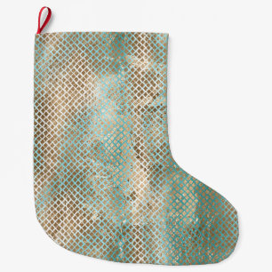 Tryckning av Aqua White Guld Snake Stor Julstrumpa