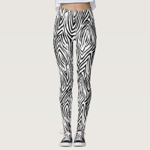 Tryckning av benet/vitt djur leggings