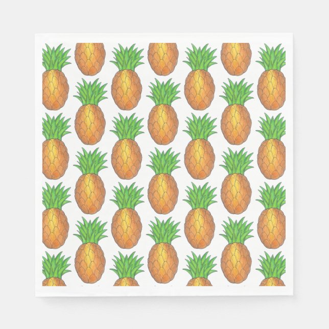 Tryckning av den tropiska hawaiiska ön Pineapple B Pappersservett (Framsidan)