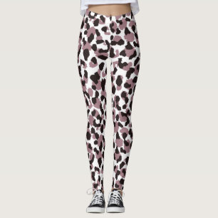 Tryckning av maron/svart djur Kvinnors bensin Leggings