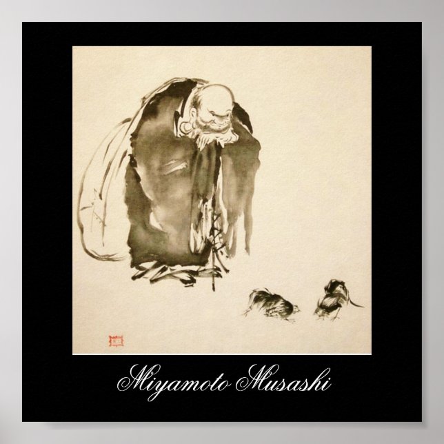 Tryckning av Miyamoto Musashi, c. 1 600 Poster (Framsidan)