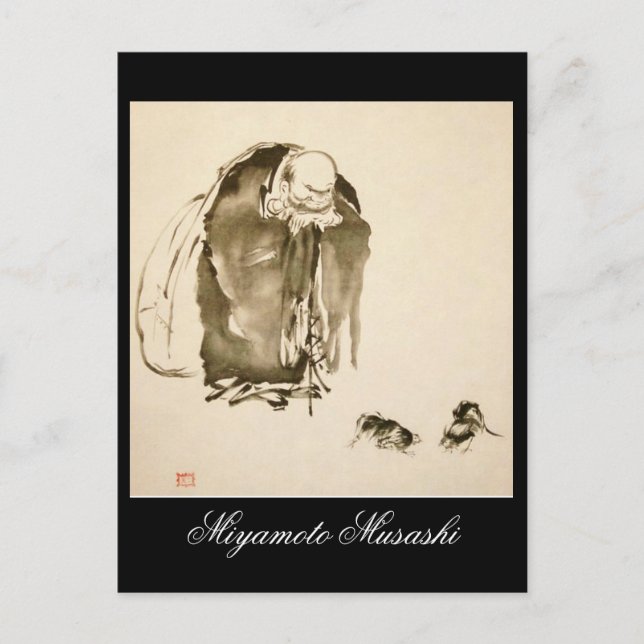 Tryckning av Miyamoto Musashi, c. 1 600-tal Vykort (Framsida)