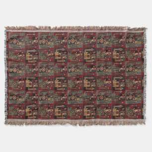 Tryckning av PreColumbian Peruvian Wari Mönster Filt