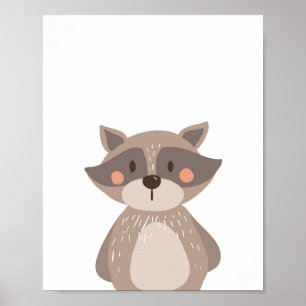 Tryckning av Raccoon Woodland Animal Nursery Wall  Poster