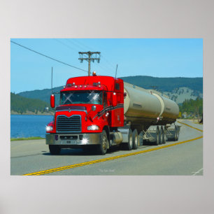 Tryckning av Red Fuel Tanker Lastbil & Sjö Poster