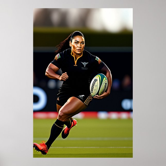 Tryckning av Rugby-konst för kvinnor Poster (Framsidan)
