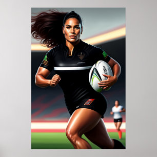 Tryckning av Rugby-konst för kvinnor Poster