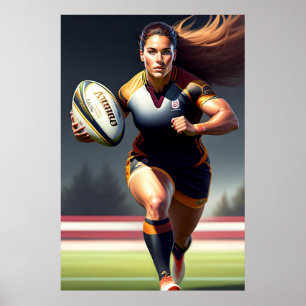 Tryckning av Rugby-konst för kvinnor Poster