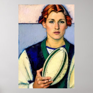 Tryckning av Rugby-målning för kvinnor Poster