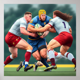 Tryckning av Rugby Players Art Print Poster