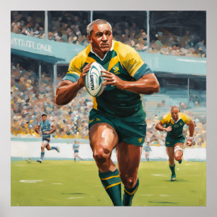 Tryckning av Rugby Players Art Print Poster
