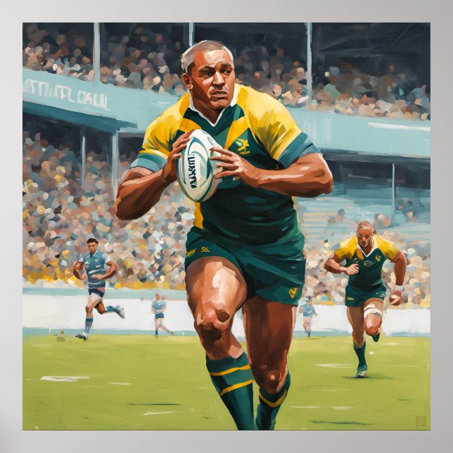 Tryckning av Rugby Players Art Print Poster (Framsidan)