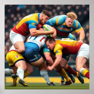 Tryckning av Rugby Players Art Print Poster
