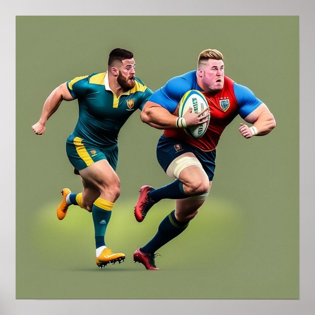 Tryckning av Rugby Players Art Print Poster (Framsidan)
