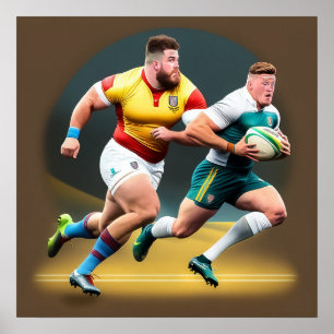 Tryckning av Rugby Players Art Print Poster