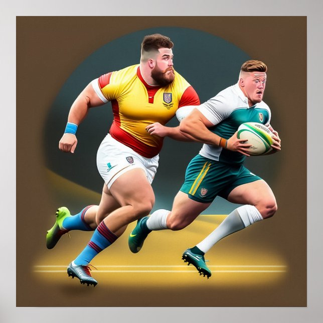 Tryckning av Rugby Players Art Print Poster (Framsidan)