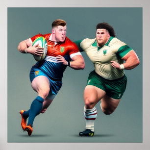 Tryckning av Rugby Players Art Print Poster