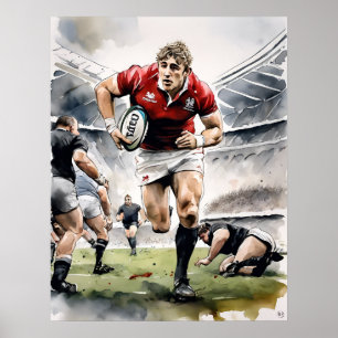 Tryckning av Rugby Players Art Print Poster