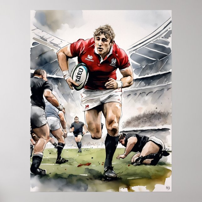 Tryckning av Rugby Players Art Print Poster (Framsidan)