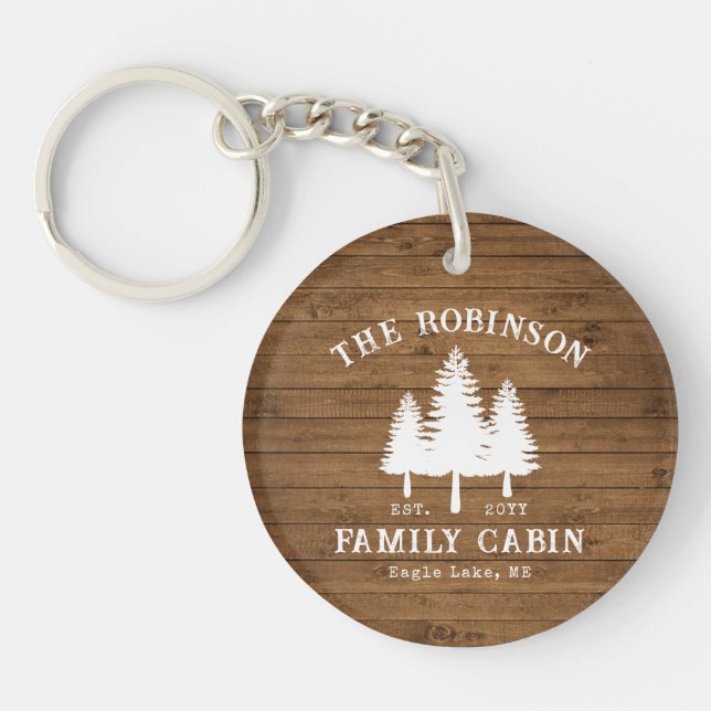 Tryckning av rustic Land Family Cabin Träd Wood Pl (Framsidan)