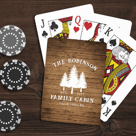 Tryckning av rustic Land Family Cabin Träd Wood Pl Casinokort