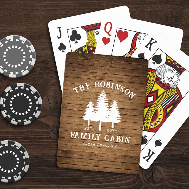 Tryckning av rustic Land Family Cabin Träd Wood Pl Casinokort (Skapare uppladdad)