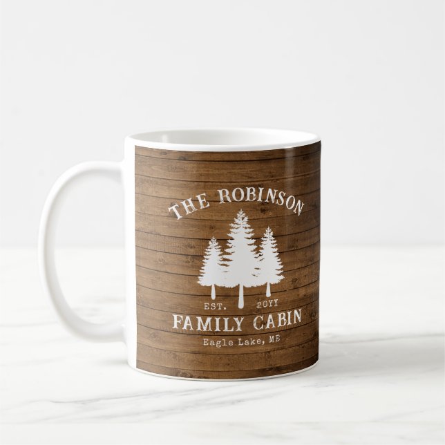 Tryckning av rustic Land Family Cabin Träd Wood Pl Kaffemugg (Vänster)