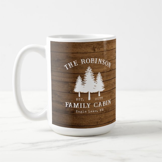 Tryckning av rustic Land Family Cabin Träd Wood Pl Kaffemugg (Vänster)