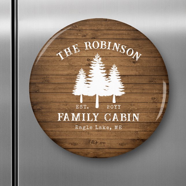 Tryckning av rustic Land Family Cabin Träd Wood Pl Magnet (Skapare uppladdad)