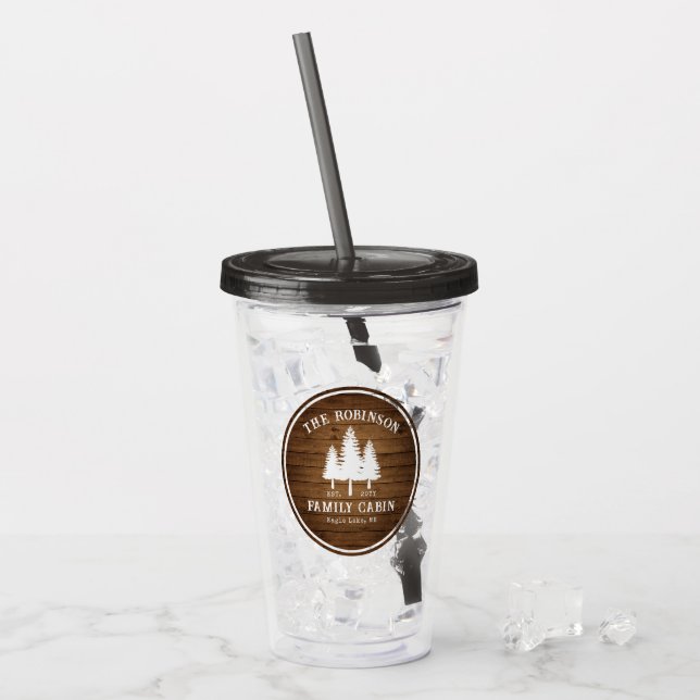 Tryckning av rustic Land Family Cabin Träd Wood Pl Take Away Mugg (Framsida Ice)